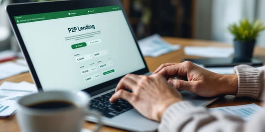 Person using laptop for P2P lending passive income at home.