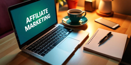 Laptop and coffee cup on a desk and Affiliate Marketing Passive Income Strategies. on screen