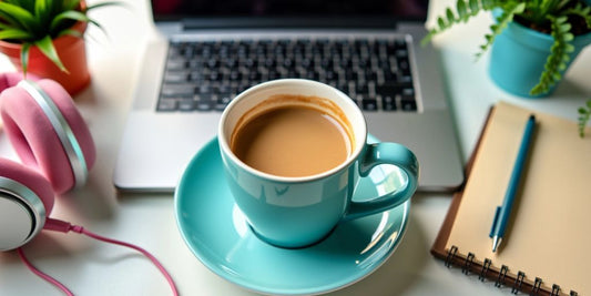 Quick Online Side Hustles - A modern workspace with a laptop and coffee.