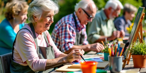 This retiree's leisurely side hustle in a sunny outdoor environment.