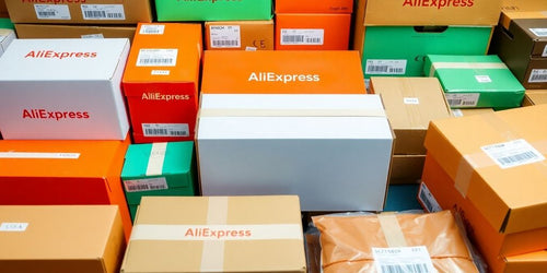 Colorful Aliexpress packages for USA dropshipping.